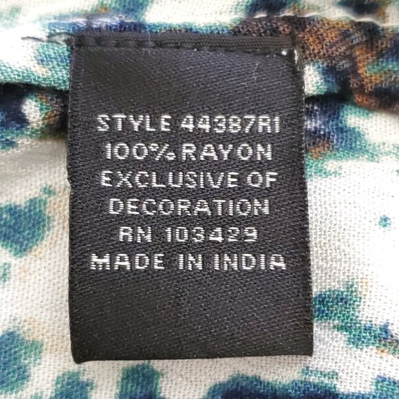 Intro Ikat Print Split Round Neck 3/4 Balloon Sleeve Women's Rayon Boho Top 2X - Picture 11 of 12